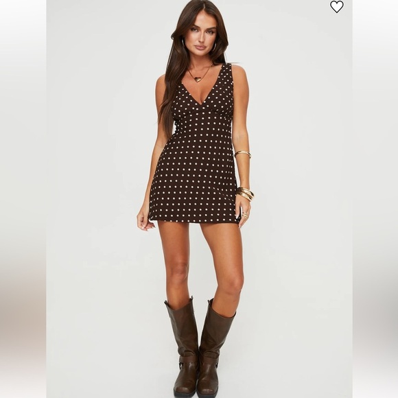 Nellie Mini Dress Brown Polka Dot - Picture 2 of 3